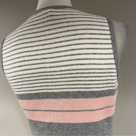 Gray and Pink Striped Sleeveless Sweater Dress - Picture 6 of 11